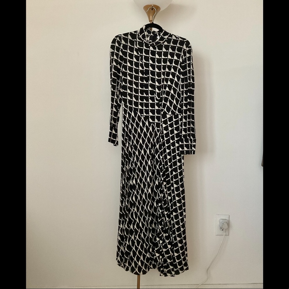 ZARA Black&White geometric motif maxi dress🖤🤍